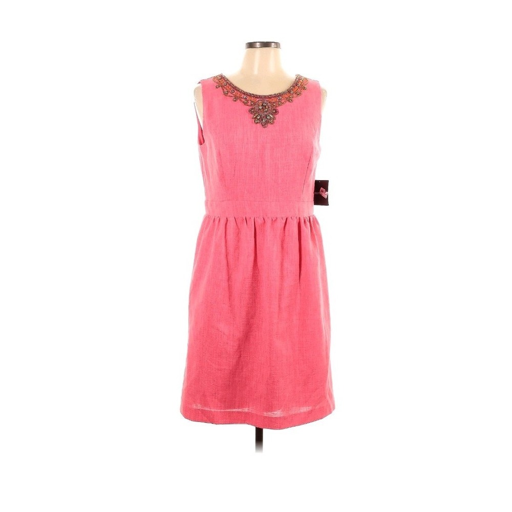 NWT Ellen Tracy Elegant Pink Embellished Neckline Shift Dress 10 Cocktail Party